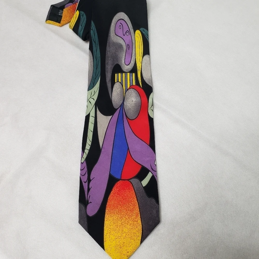 Spadem Vintage Picasso 100% silk tie Woman With A Flower 1932 abstract print